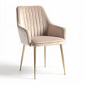 Velvet upholstered dining chair with gold metal legs in beige 55 x 55 x 85cm