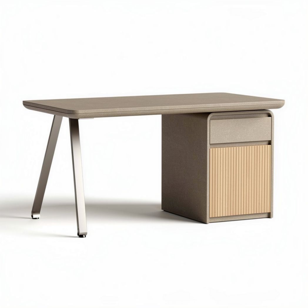 Wooden writing desk with metal legs and storage drawer 120 x 60 x 75cm