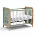 Wooden baby crib with green accents and breathable design 135 x 75 x 90cm