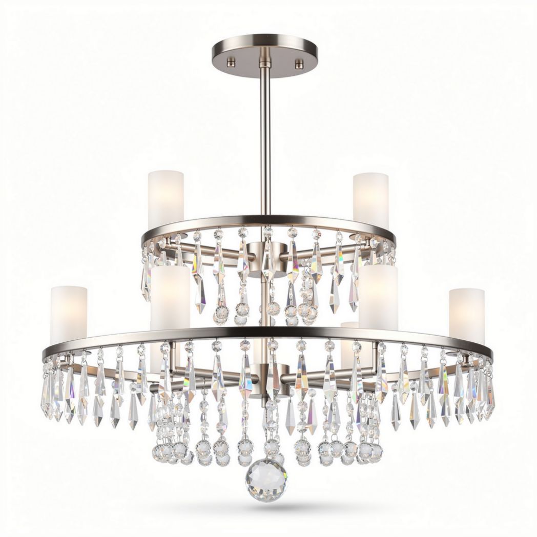 Crystal chandelier with modern design and chrome finish 60 x 60 x 70cm