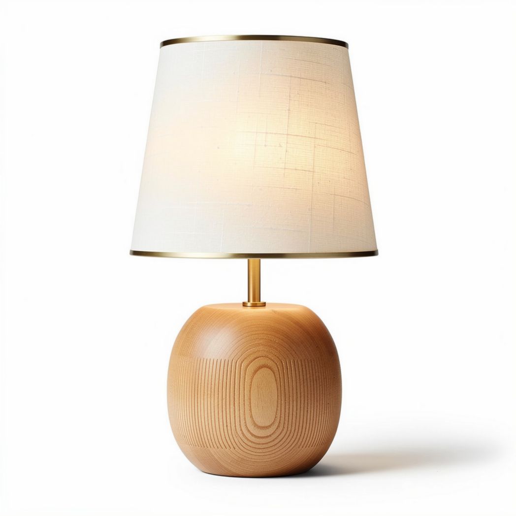 Wooden table lamp with fabric shade in natural finish 30 x 20 x 50cm