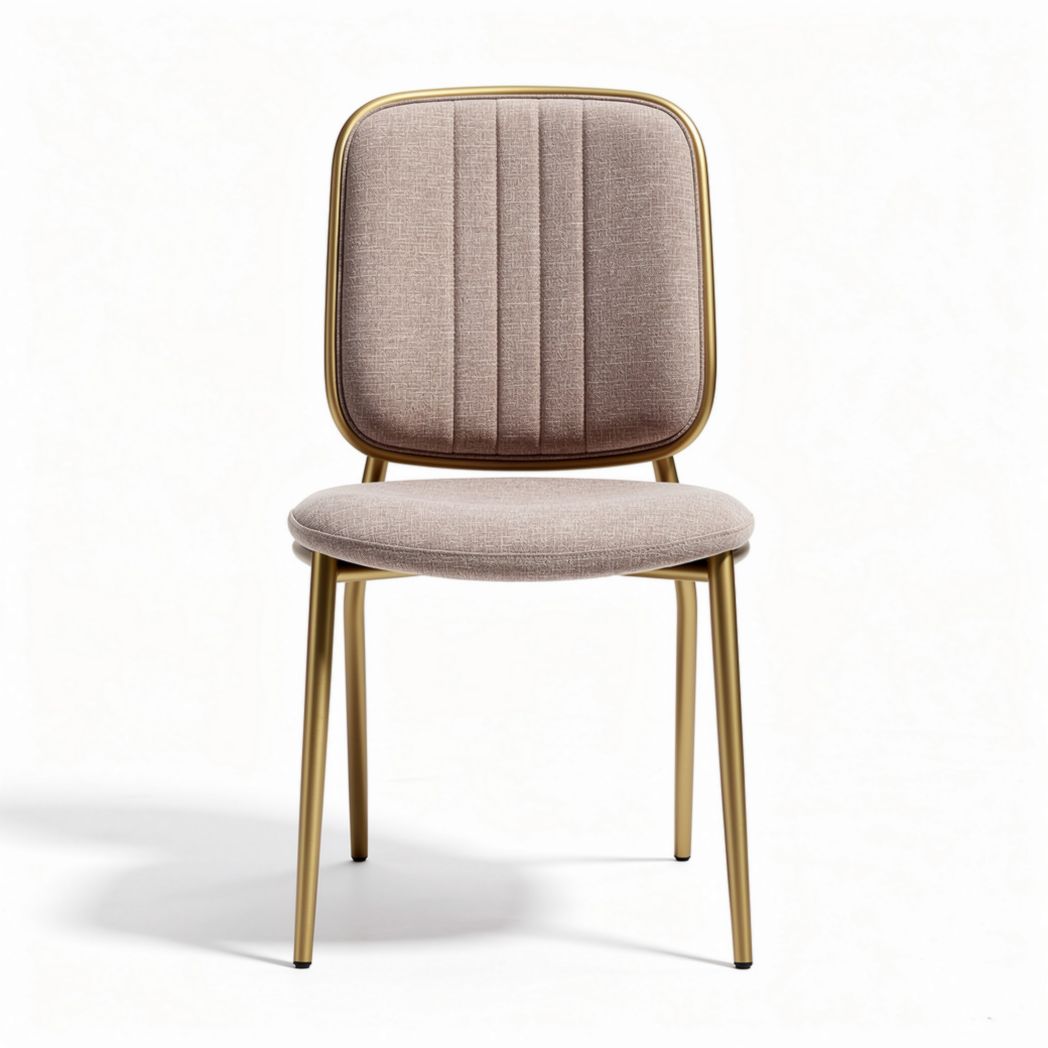 Fabric dining chair with gold metal legs and beige upholstery 45 x 45 x 85cm