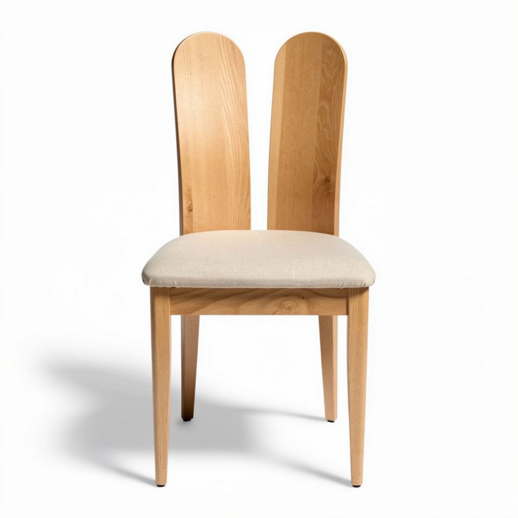 Wooden dining chair with upholstered seat in natural color 45 x 40 x 85cm