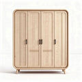 Wooden wardrobe with three doors and black handles 120 x 60 x 180cm