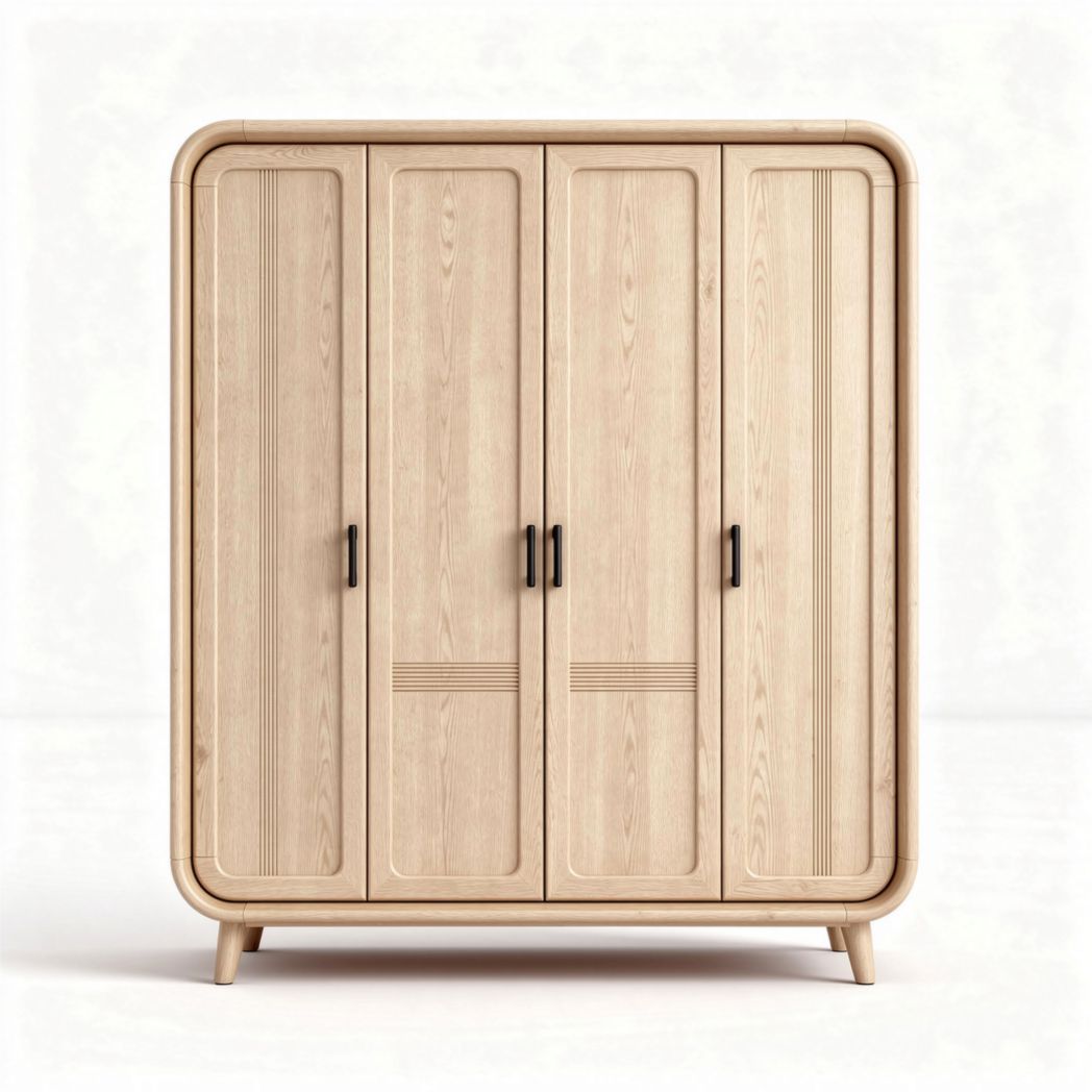 Wooden wardrobe with three doors and black handles 120 x 60 x 180cm