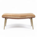 Mid-century modern bench upholstered in beige fabric with gold legs 100 x 50 x 40cm